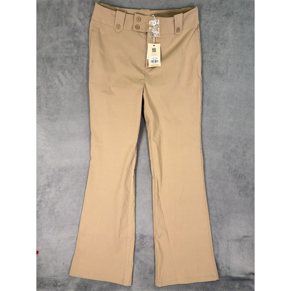 New Tiger Mist Pants Womens XL Tan Beige Kittie High Rise‎ Flare Dress Trousers